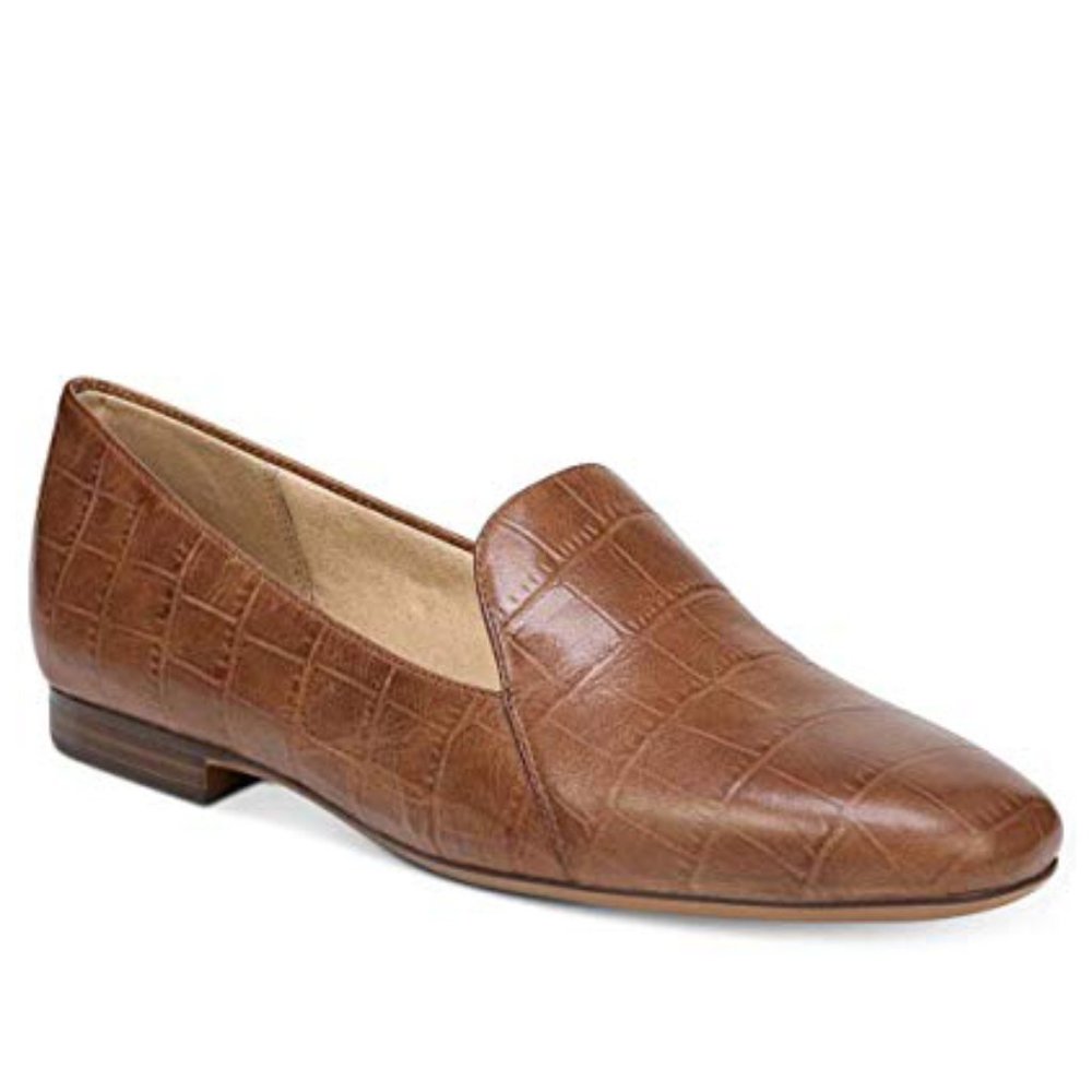 NEW Naturalizer Youth Kit II Maple Croco Embossed Print Driving Loafer Brown